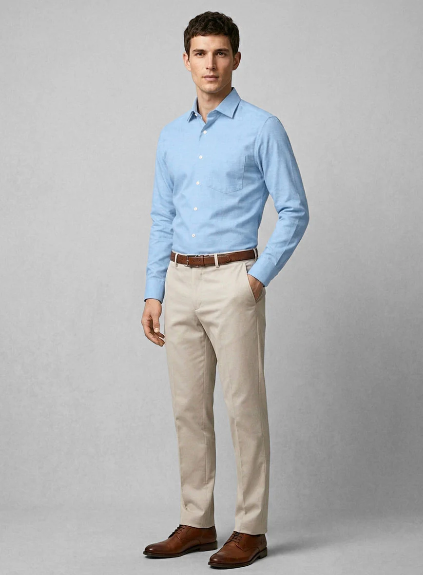 Italian Pinpoint Blue Shirt - Image 4