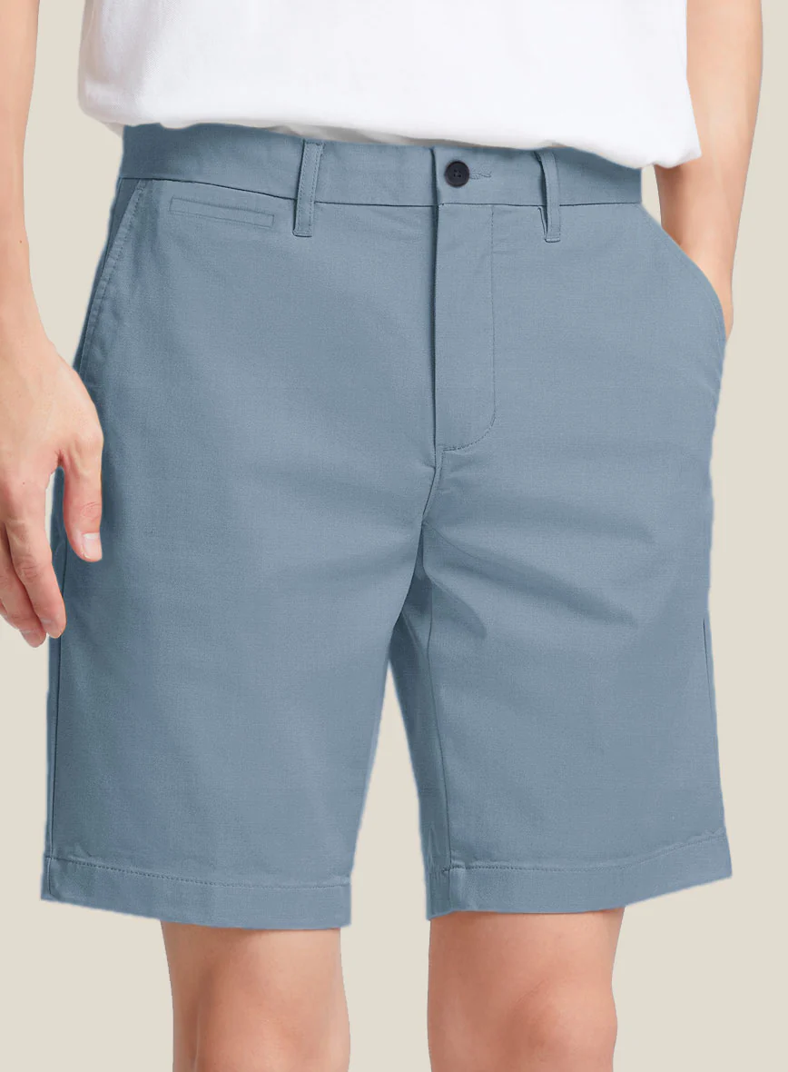 Italian Powder Blue Cotton Stretch Shorts - Image 3