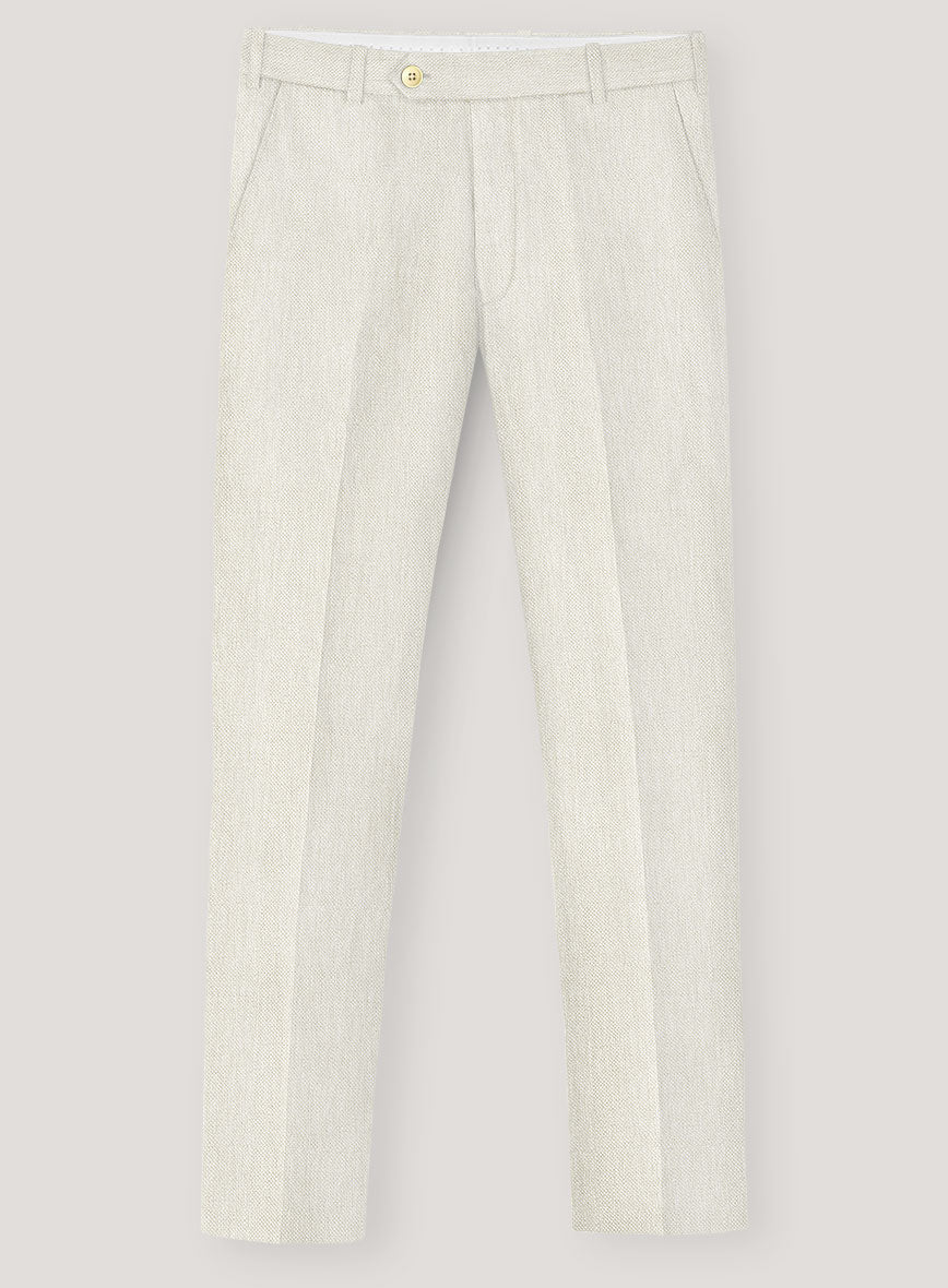 Italian Prato Beige Dobby Linen Pants - Image 2