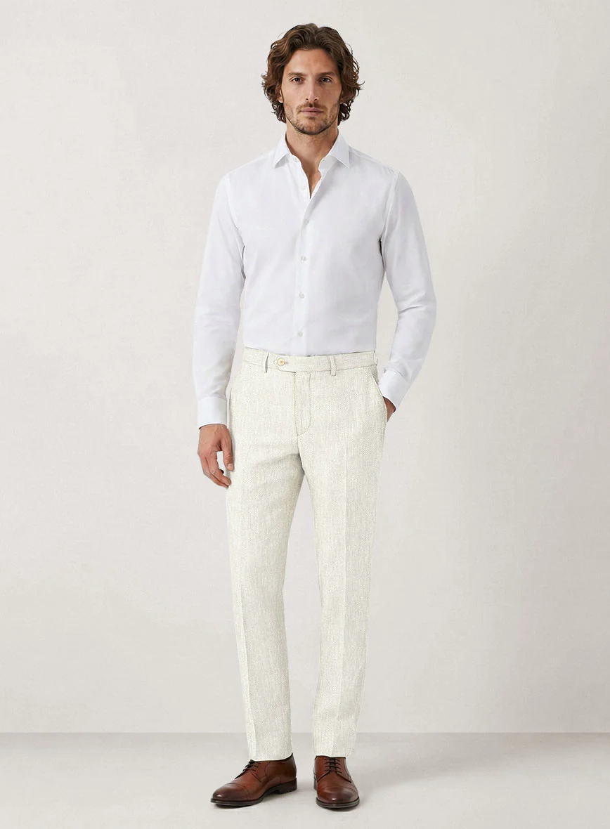 Italian Prato Beige Dobby Linen Suit - Image 7