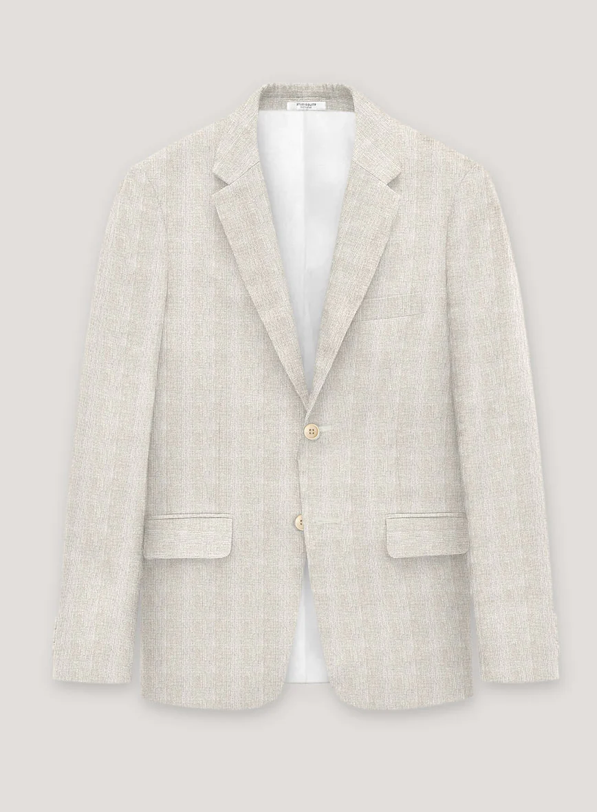 Italian Prato Beige Glen Linen Jacket