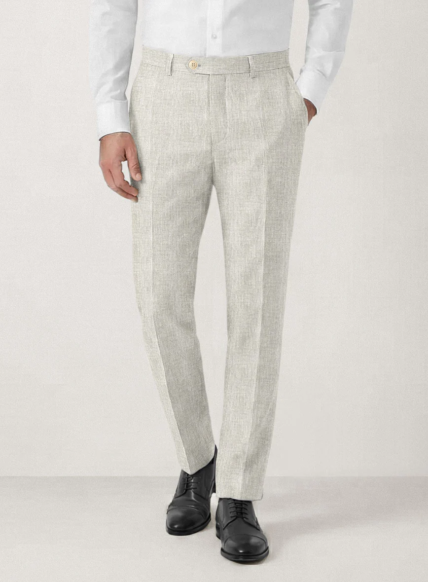 Italian Prato Beige Glen Linen Pants