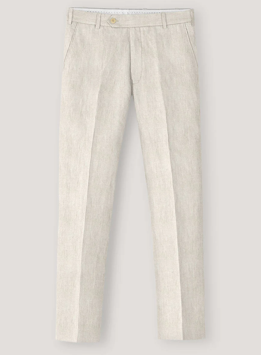 Italian Prato Beige Herringbone Linen Suit - Image 5