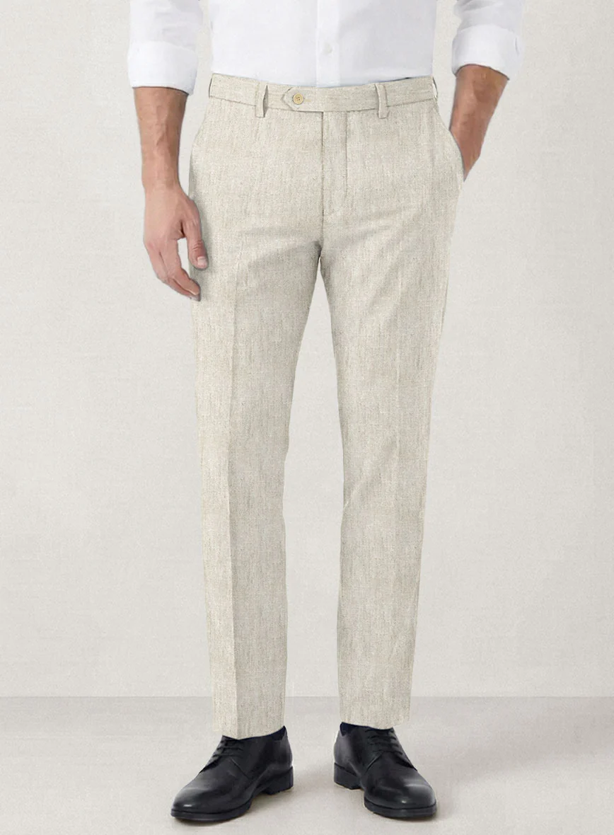 Italian Prato Beige Herringbone Linen Suit - Image 6