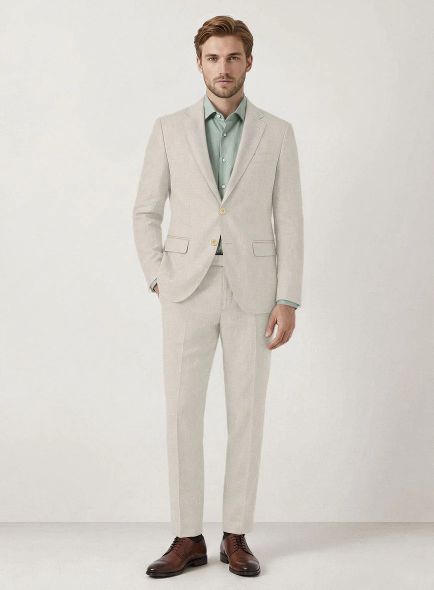Italian Prato Beige Linen Suit