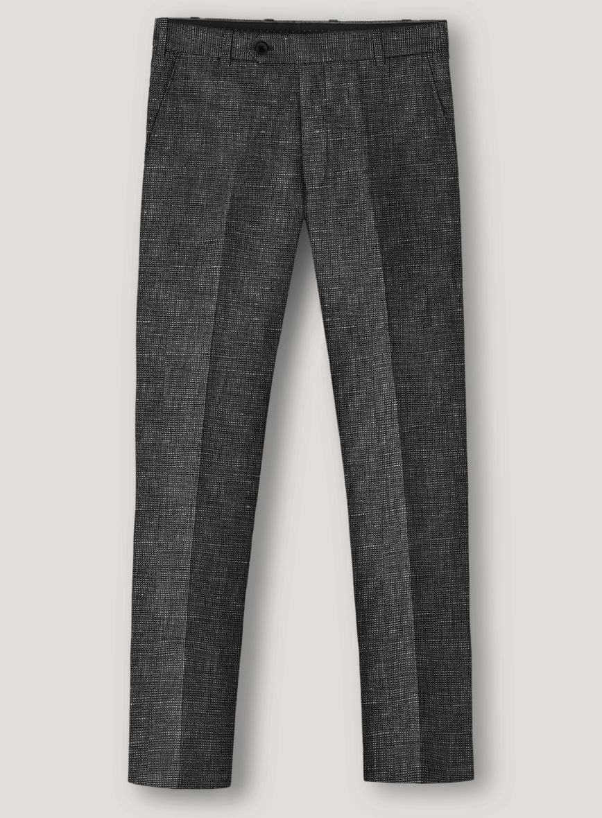 Italian Prato Black Chambray Linen Pants - Image 2