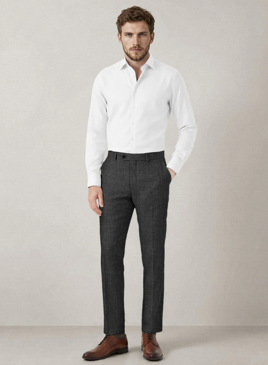 Italian Prato Black Chambray Linen Pants - Image 3