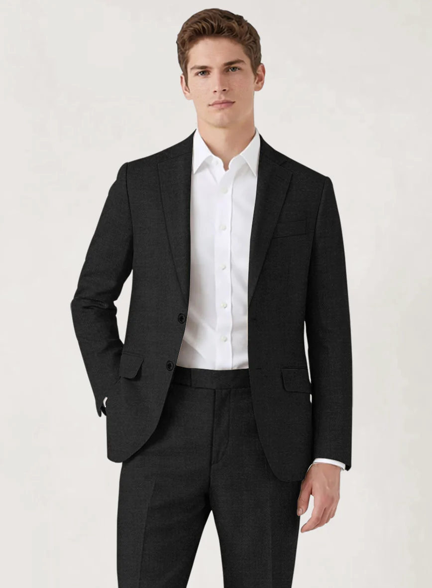 Italian Prato Black Herringbone Linen Jacket - Image 2