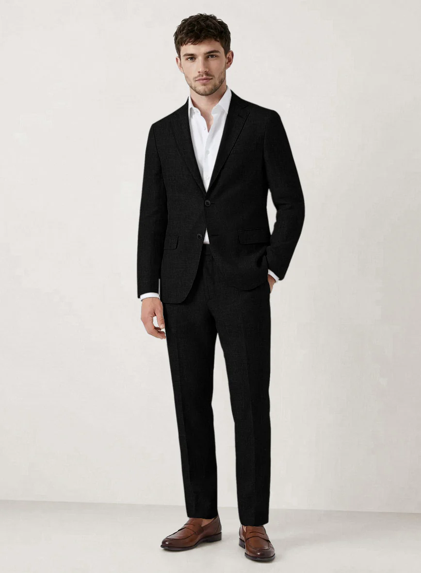 Italian Prato Black Linen Suit