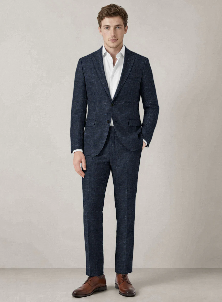 Italian Prato Blue Chambray Linen Suit