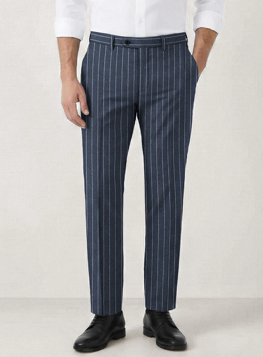 Italian Prato Bluecrest Stripe Linen Pants