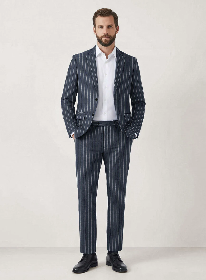 Italian Prato Bluecrest Stripe Linen Suit