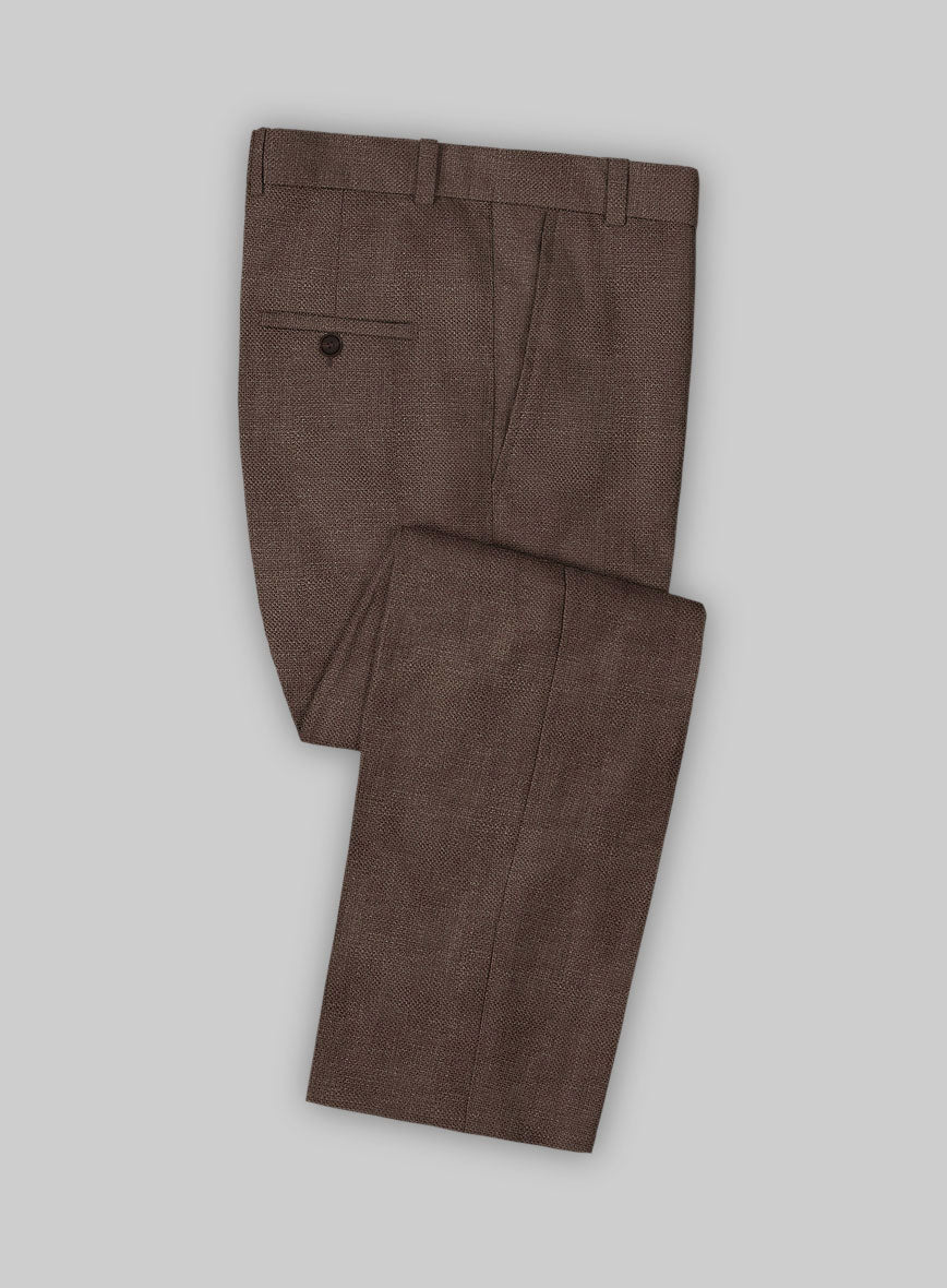 Italian Prato Brown Dobby Linen Double Breasted Suit - Image 3