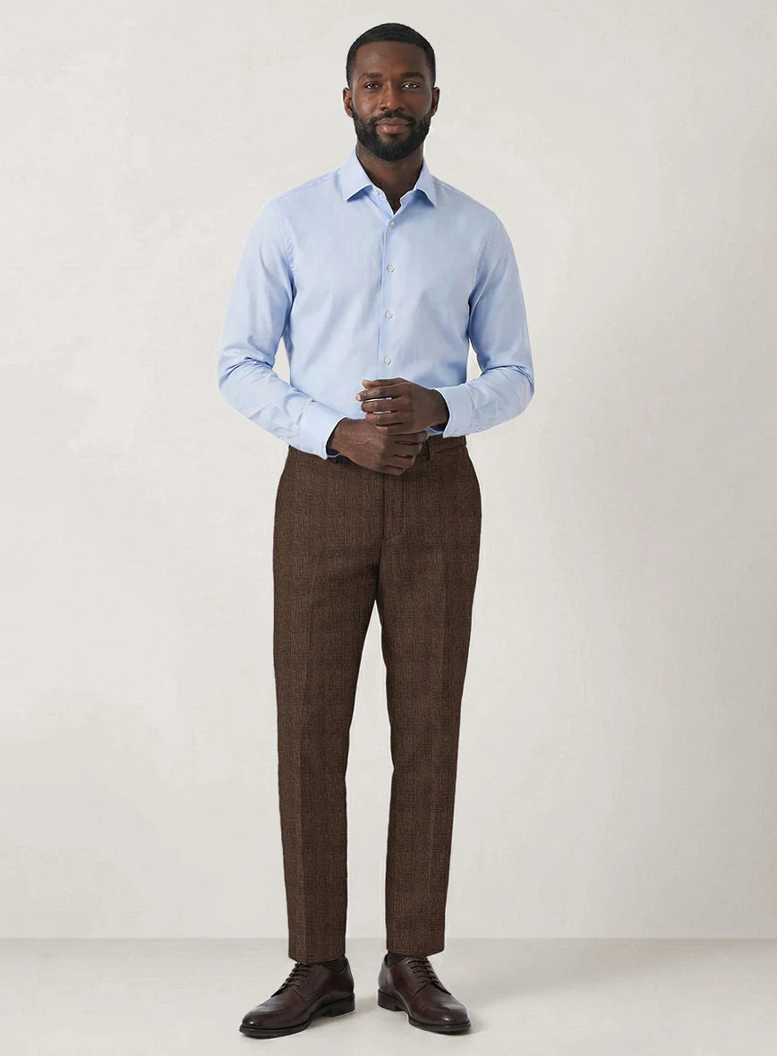 Italian Prato Brown Glen Linen Pants - Image 3