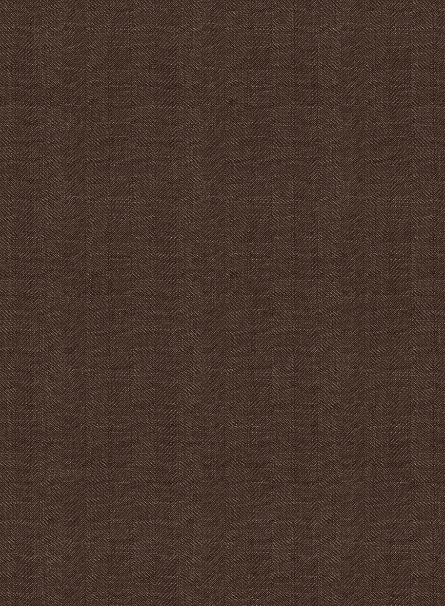 Italian Prato Brown Herringbone Linen Suit - Image 8