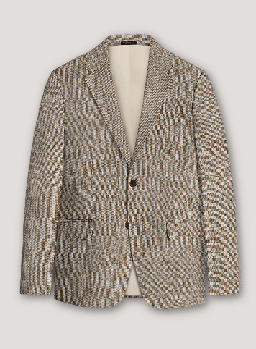 Italian Prato Brown Sharkskin Linen Suit - Image 4