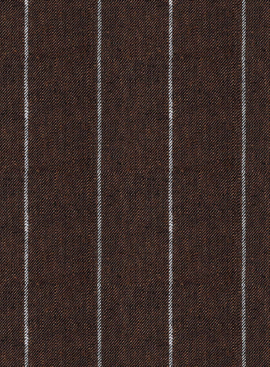 Italian Prato Brown Wide Stripe Linen Jacket - Image 3