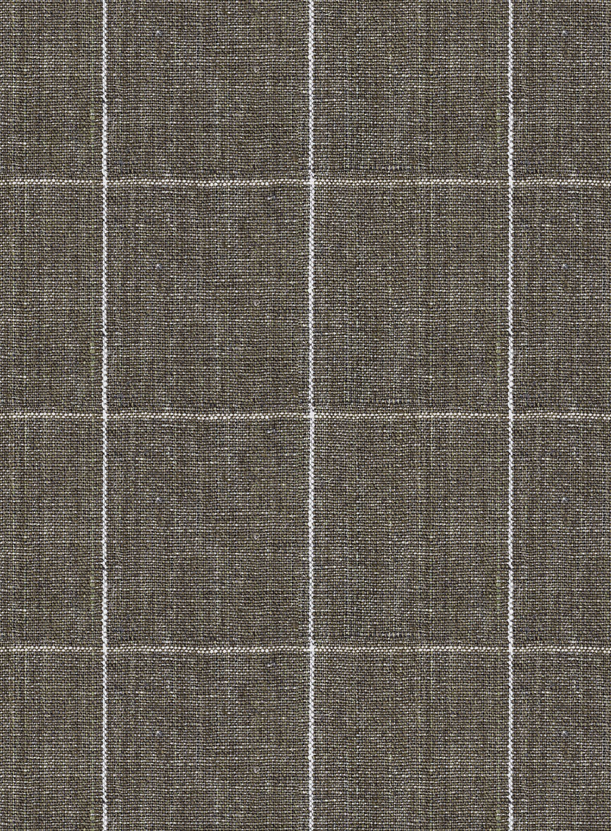 Italian Prato Brown Windowpane Linen Jacket - Image 3