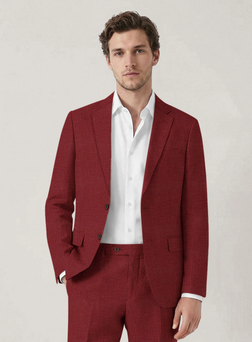 Italian Prato Burgundy Linen Jacket - Image 2