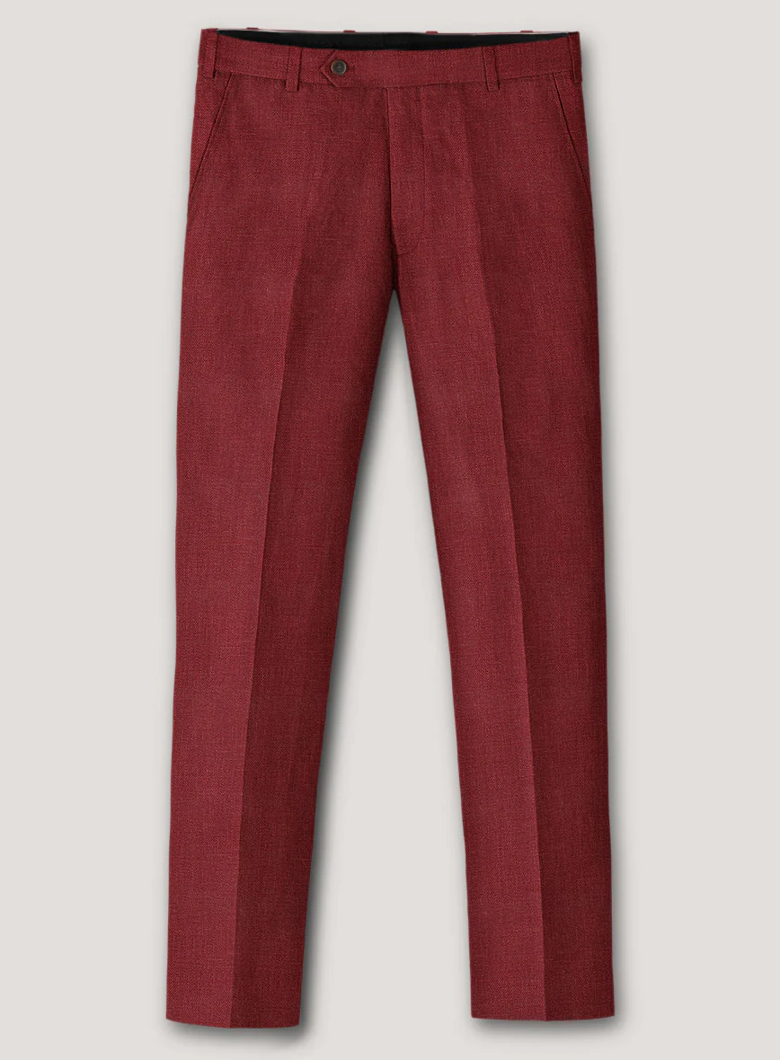 Italian Prato Burgundy Linen Pants - Image 2