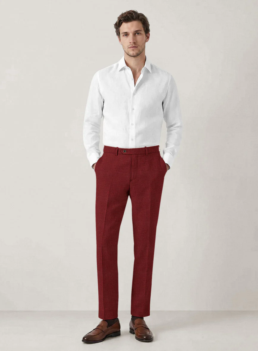 Italian Prato Burgundy Linen Pants - Image 3