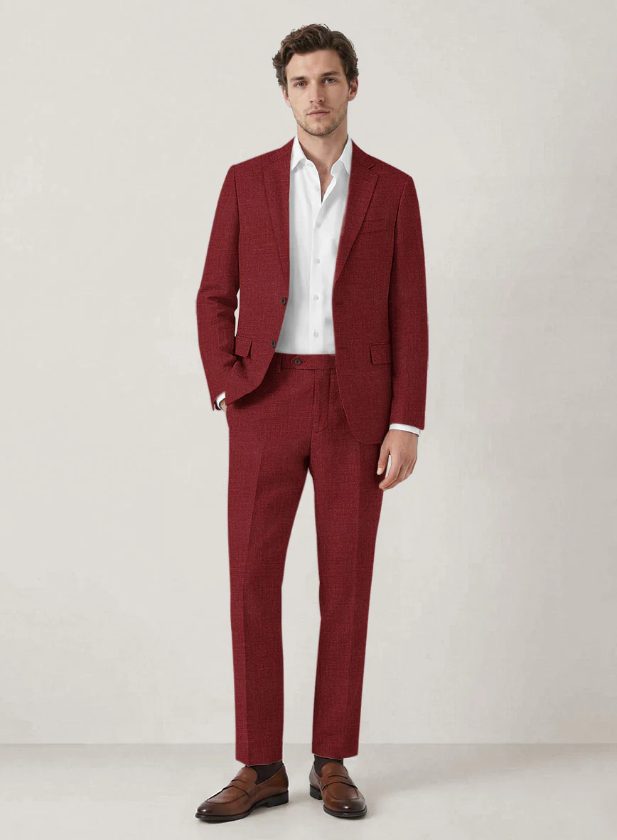 Italian Prato Burgundy Linen Suit