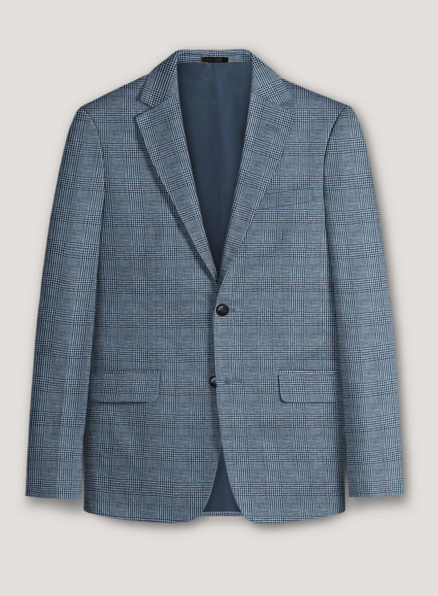 Italian Prato Cobalt Blue Check Linen Suit - Image 2