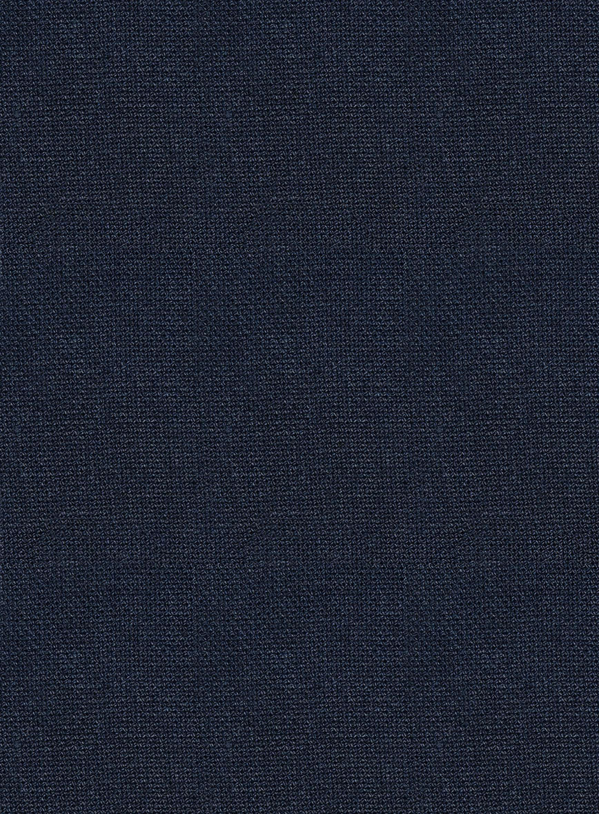 Italian Prato Dark Blue Dobby Linen Highland Trousers - Image 7