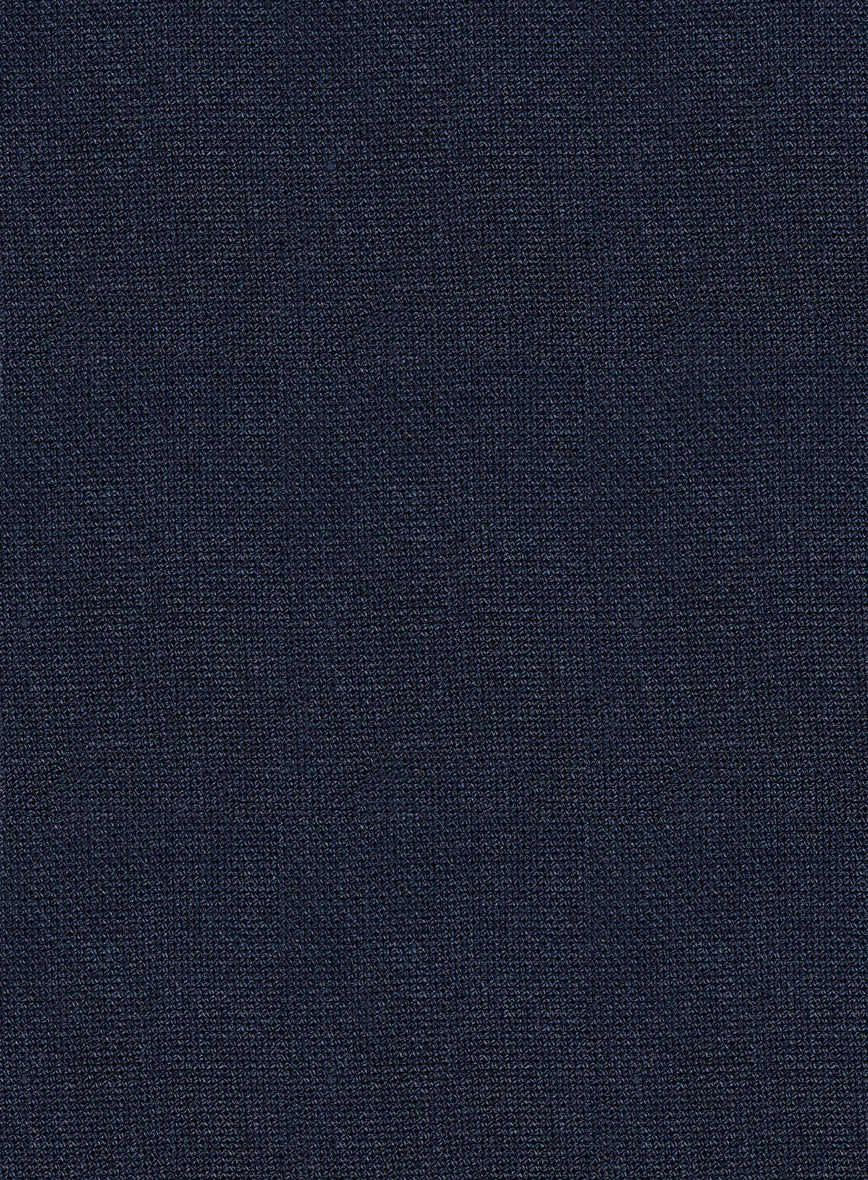 Italian Prato Dark Blue Dobby Linen Pants - Image 4