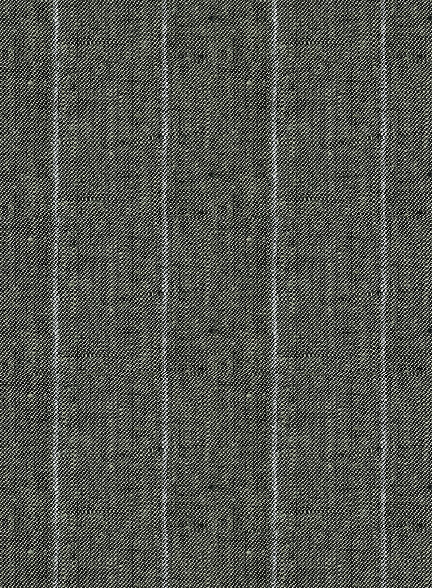 Italian Prato Deep Moss Wide Stripe Linen Jacket - Image 3