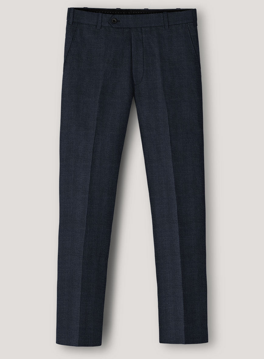 Italian Prato Diesel Blue Herringbone Linen Pants - Image 2
