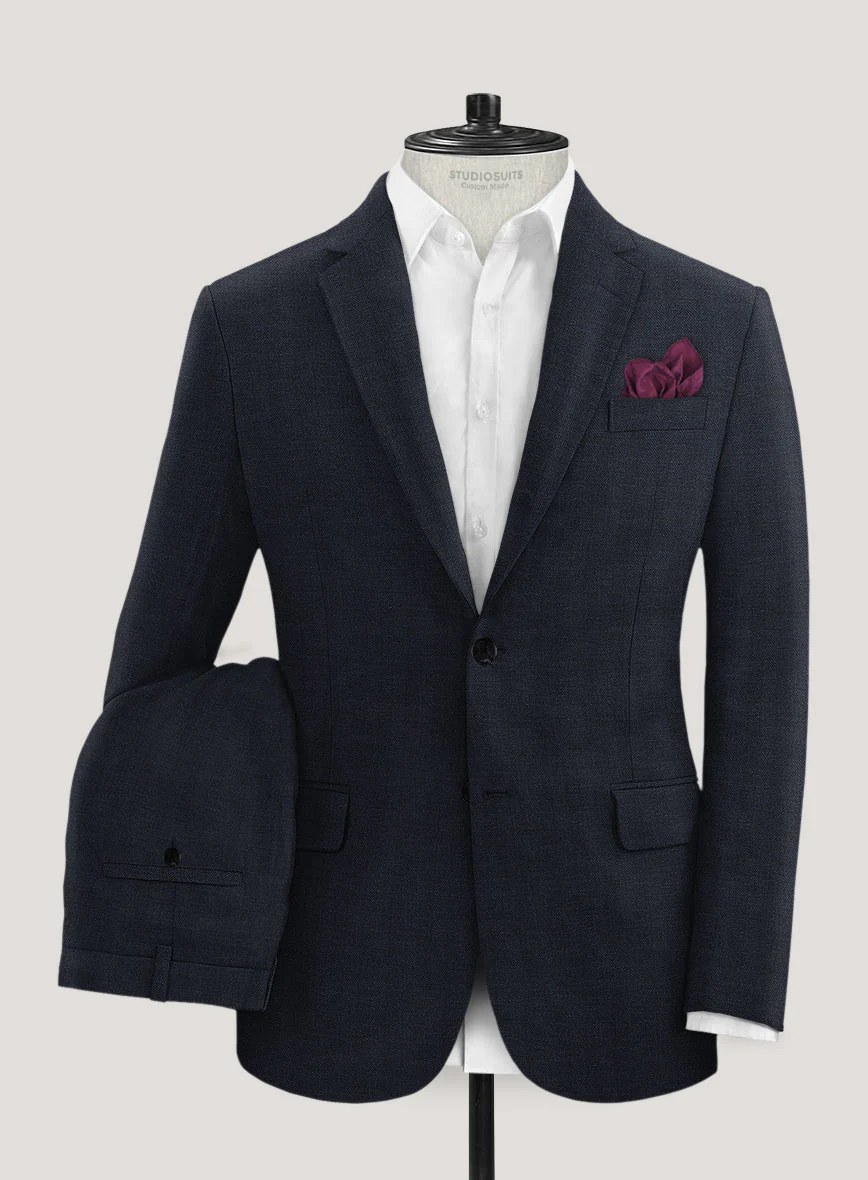 Italian Prato Diesel Blue Herringbone Linen Suit - Image 2