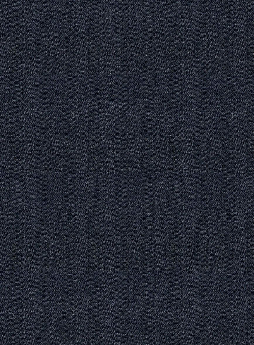 Italian Prato Diesel Blue Herringbone Linen Suit - Image 8