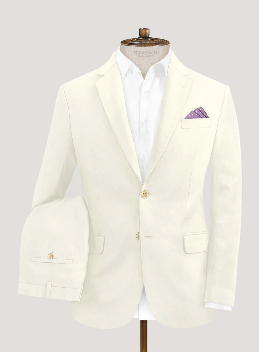 Italian Prato Fawn Linen Suit - Image 2