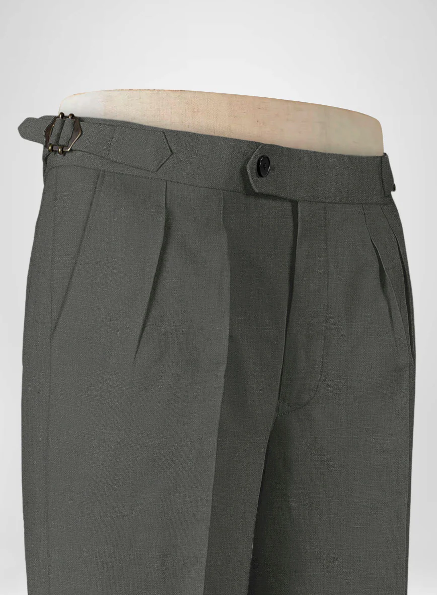 Italian Prato Gray Linen Highland Trousers - Image 3