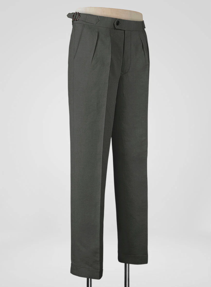 Italian Prato Gray Linen Highland Trousers - Image 4