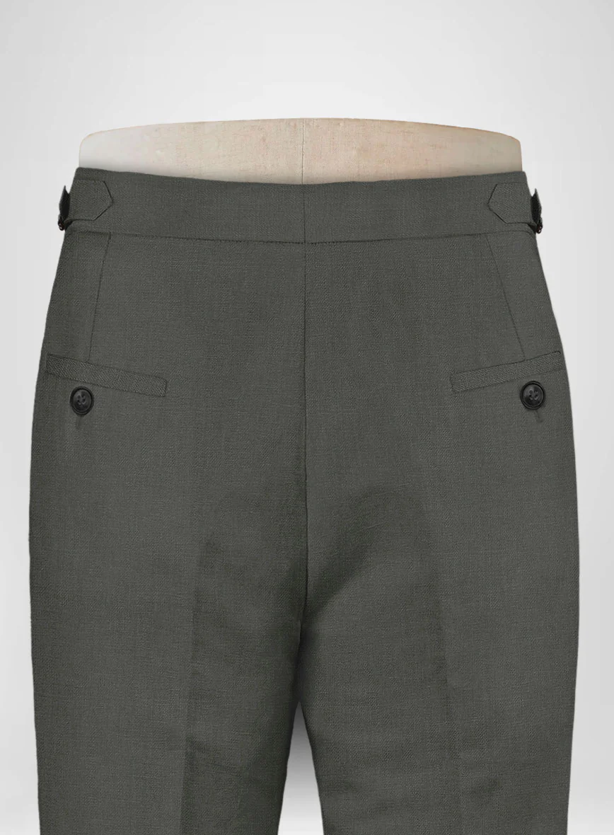 Italian Prato Gray Linen Highland Trousers - Image 5