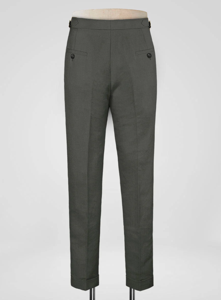 Italian Prato Gray Linen Highland Trousers - Image 6