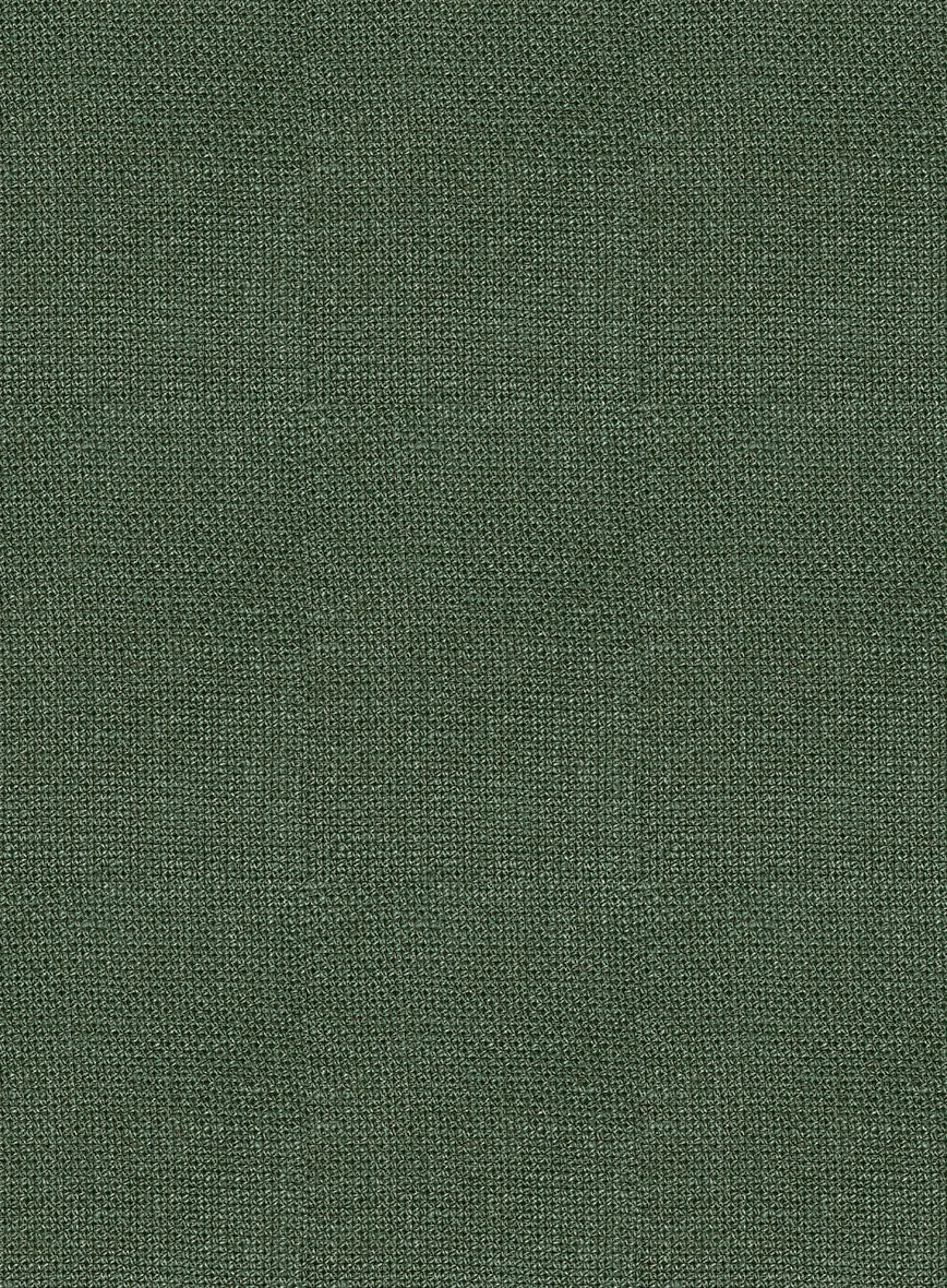 Italian Prato Green Dobby Linen Highland Trousers - Image 7