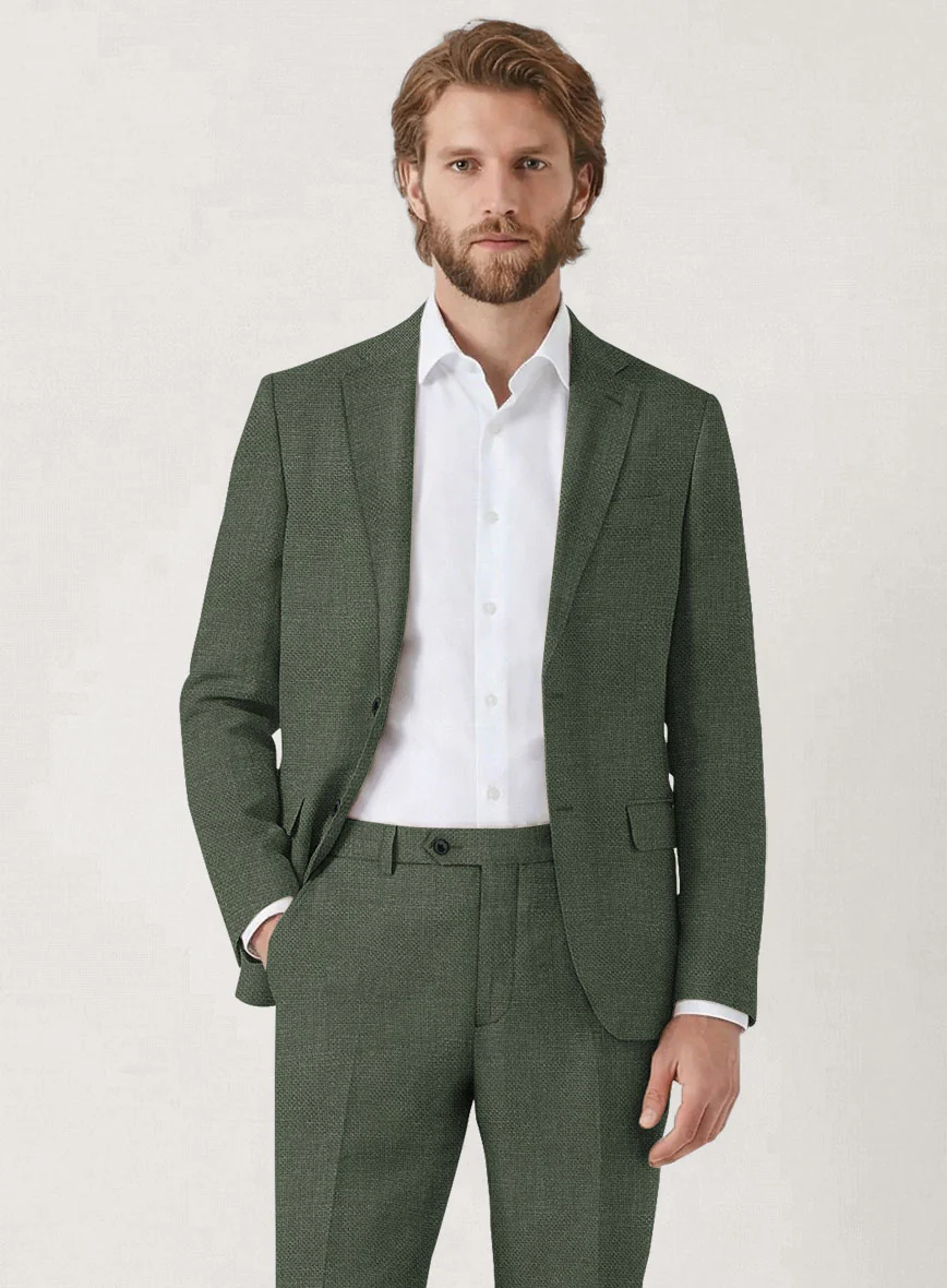 Italian Prato Green Dobby Linen Jacket - Image 2