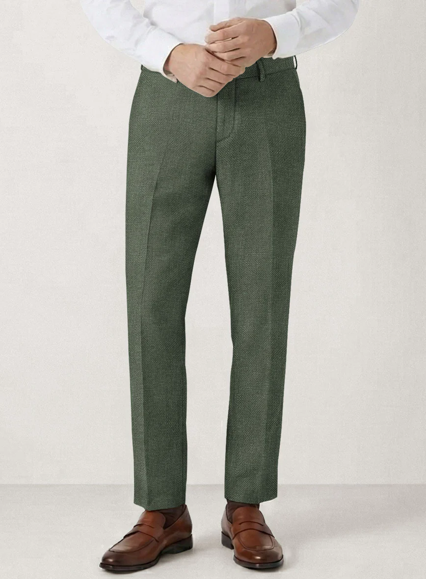 Italian Prato Green Dobby Linen Pants