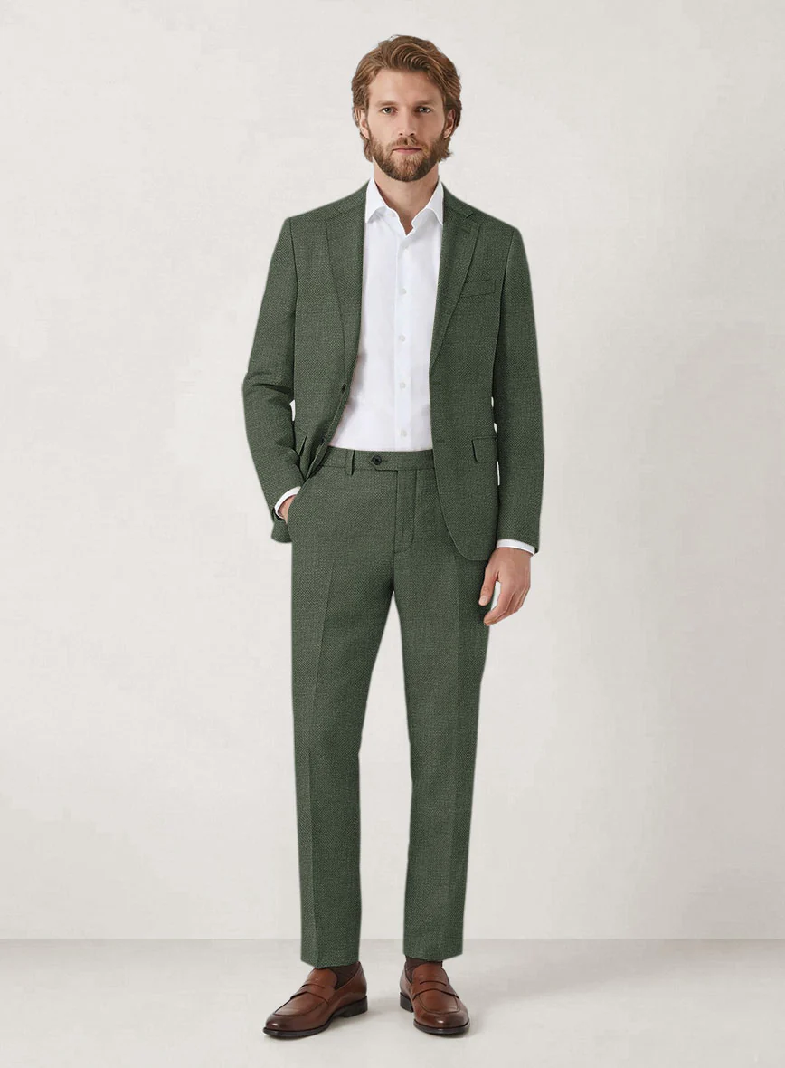 Italian Prato Green Dobby Linen Suit