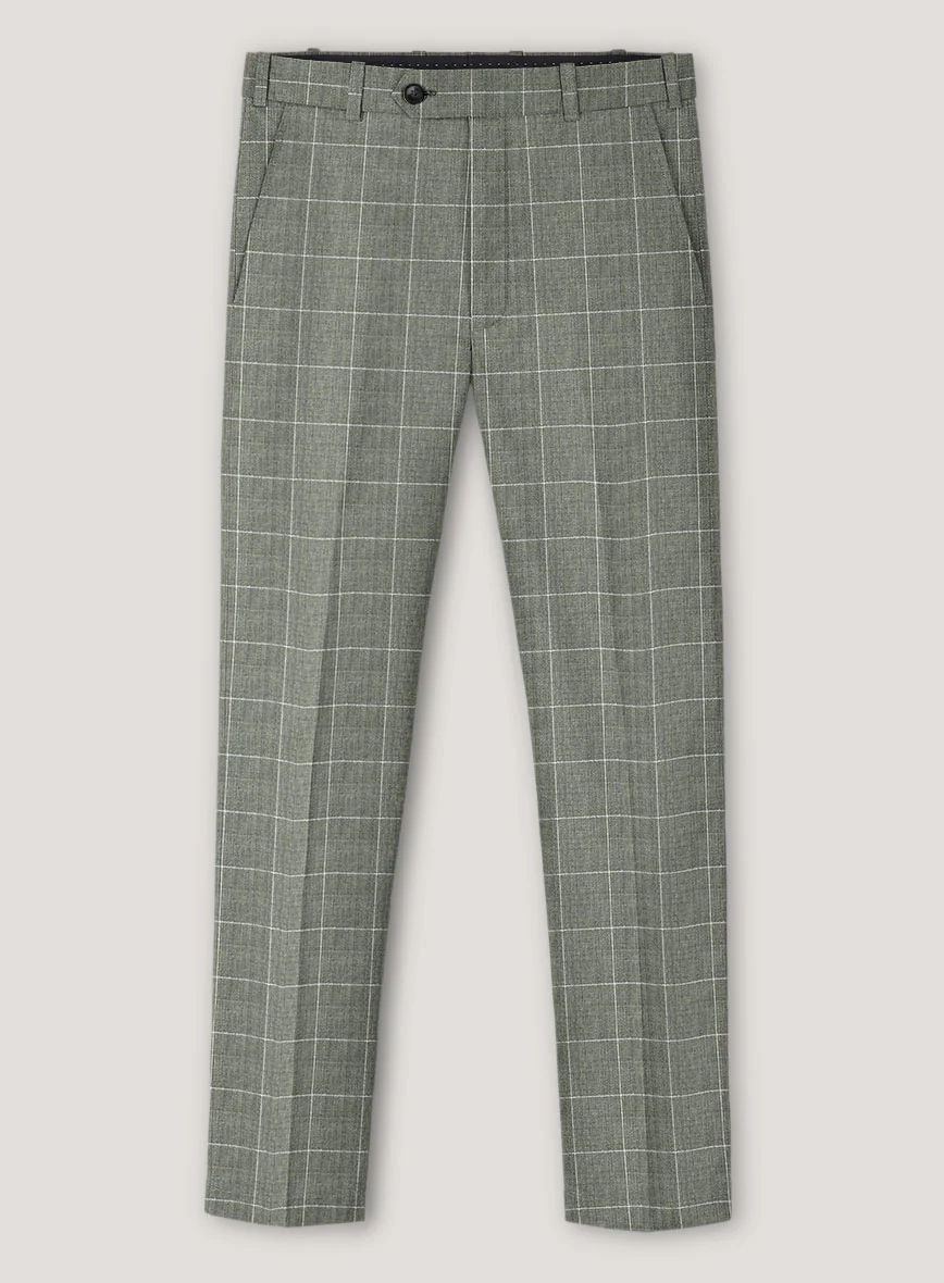 Italian Prato Green Windowpane Linen Suit - Image 4