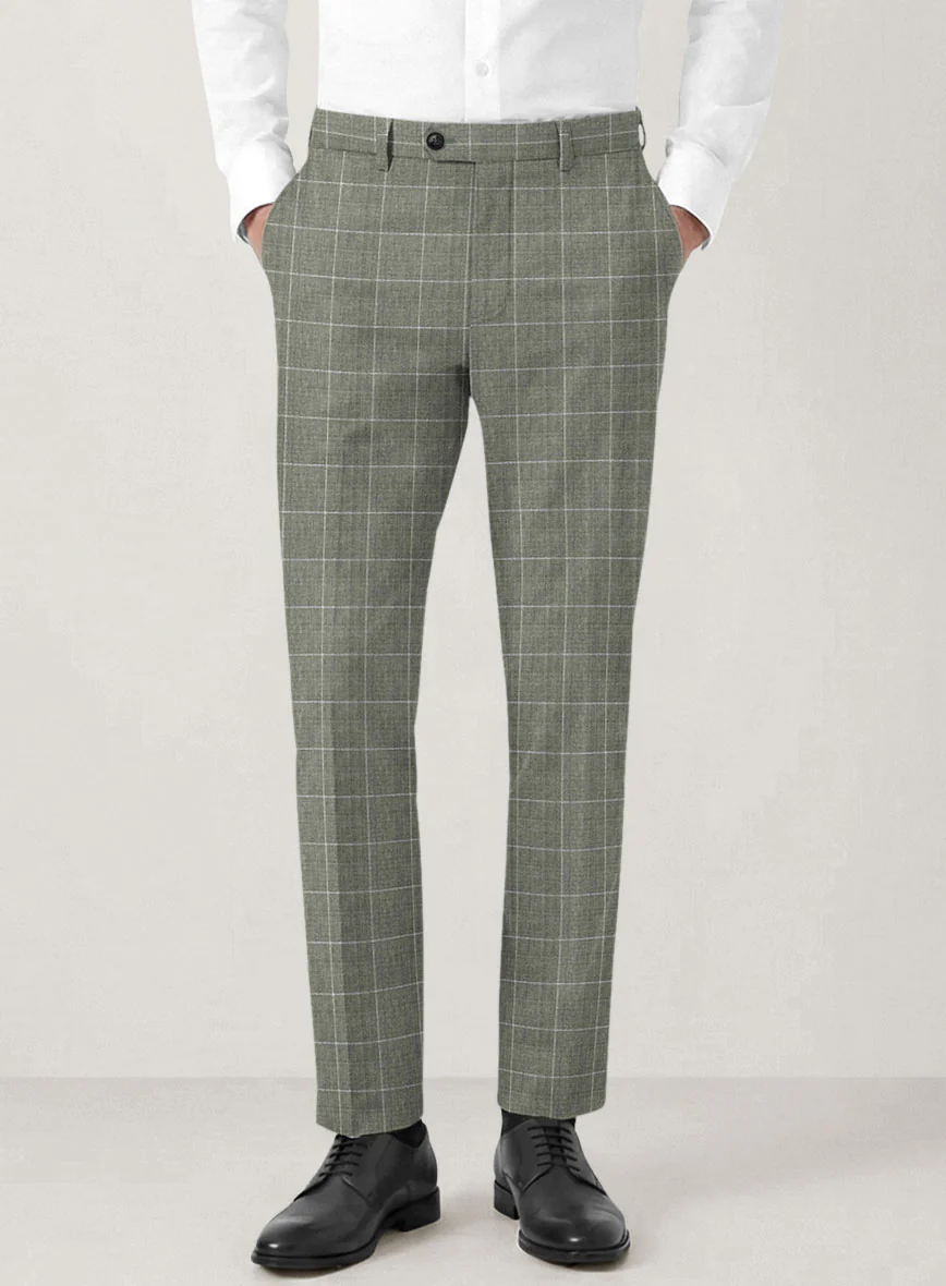 Italian Prato Green Windowpane Linen Suit - Image 5