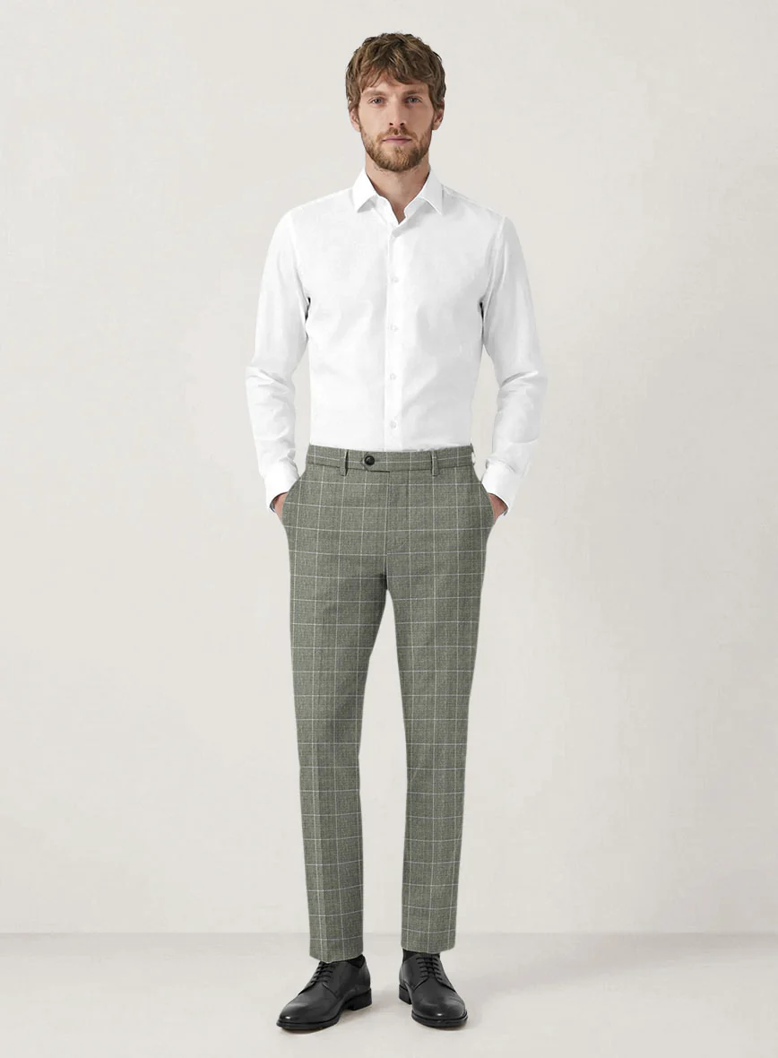 Italian Prato Green Windowpane Linen Suit - Image 6