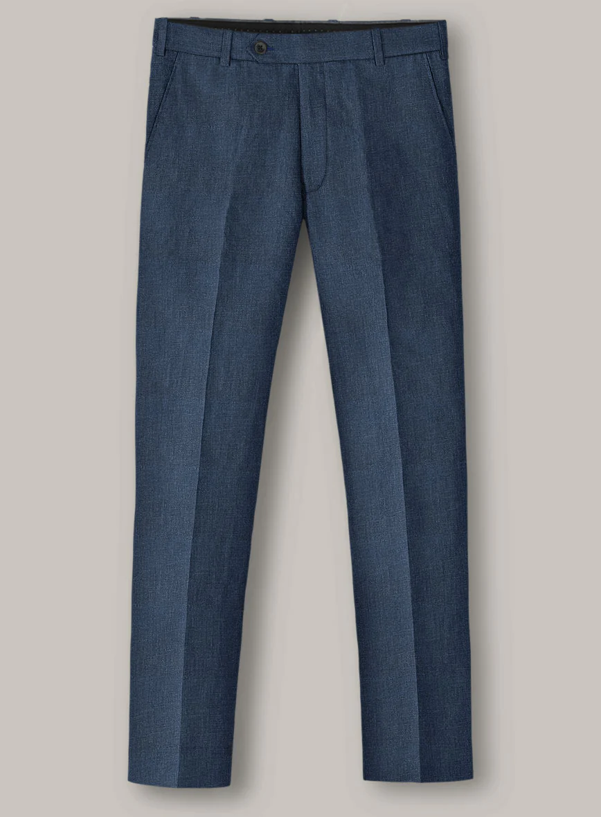 Italian Prato Indigo Blue Linen Pants - Image 2