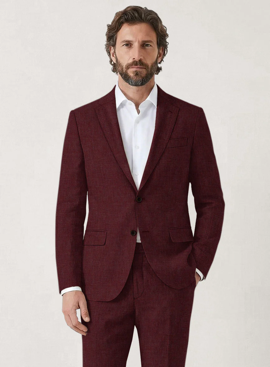 Italian Prato Maroon Linen Jacket - Image 2