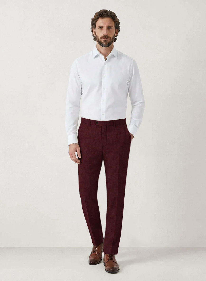 Italian Prato Maroon Linen Pants - Image 3