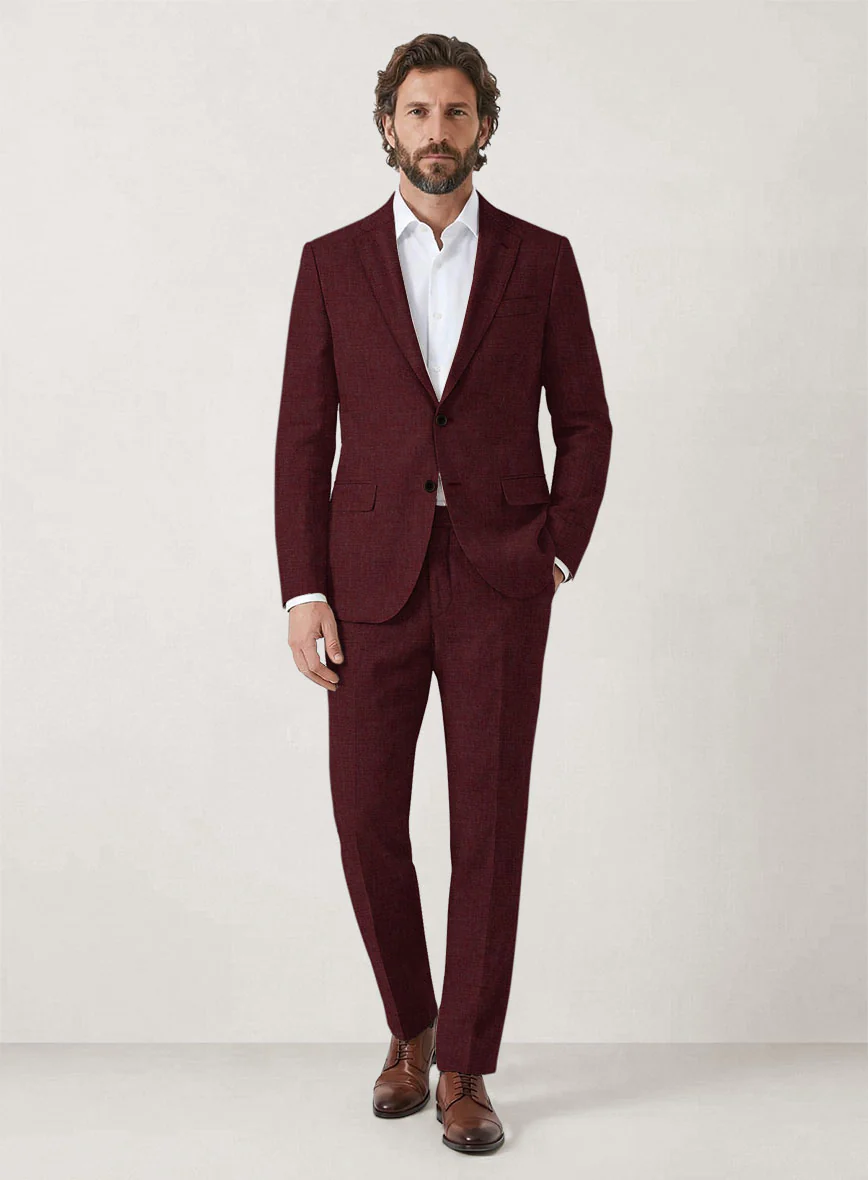 Italian Prato Maroon Linen Suit