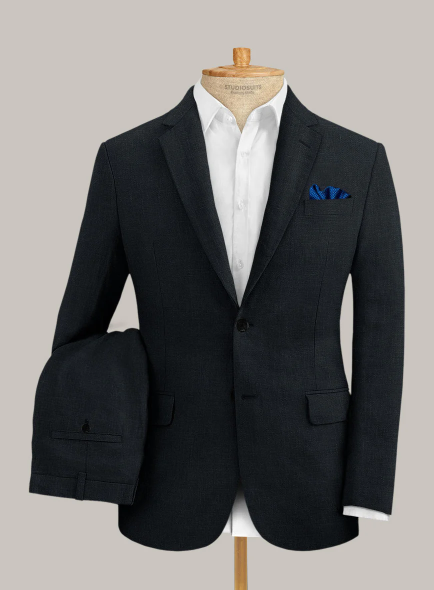 Italian Prato Midnight Linen Suit - Image 2